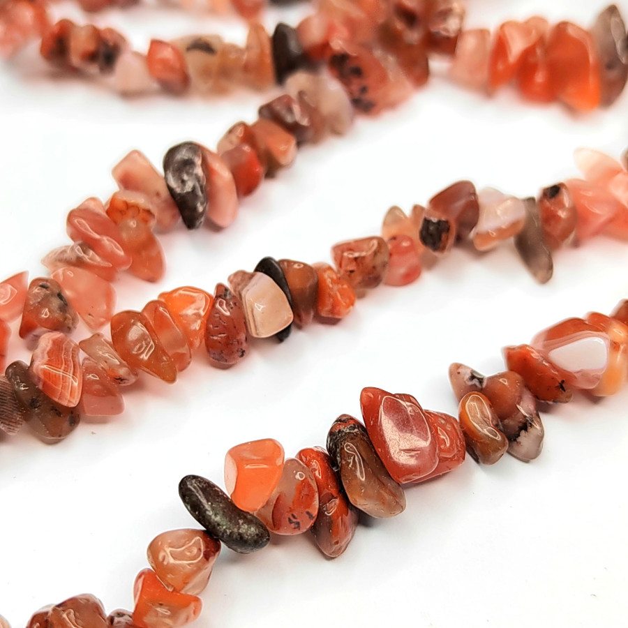 5-10 мм Сердолик натуральный, Крошка, НИТЬ 80 см