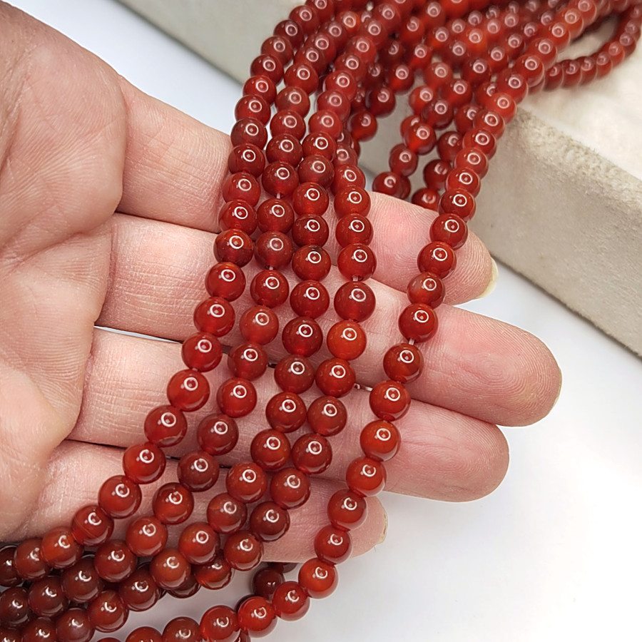 8 мм Сердолик натуральный, НИТЬ 38 см