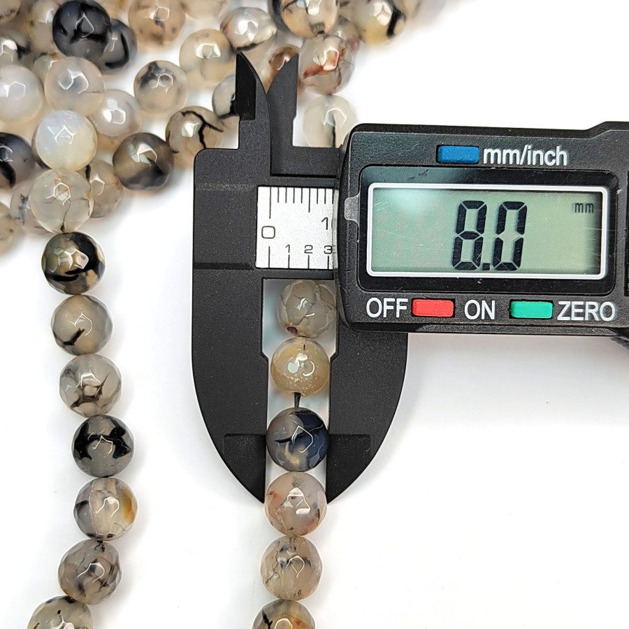 Агат натуральный "Вены дракона", Огранка, НИТЬ 36,5 см