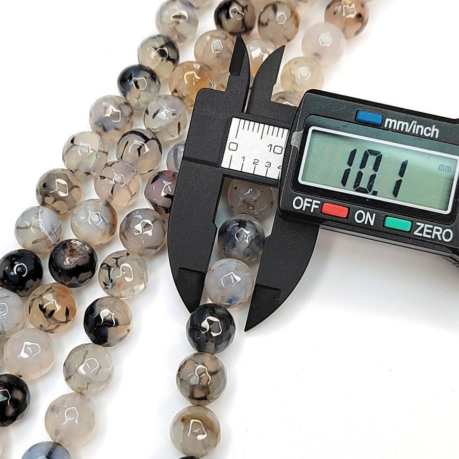 Агат натуральный "Вены дракона", Огранка, НИТЬ 36,5 см