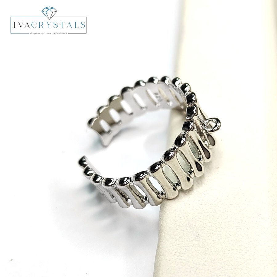 Кольцо-основа 21х9 мм с петлей для подвесок Родий