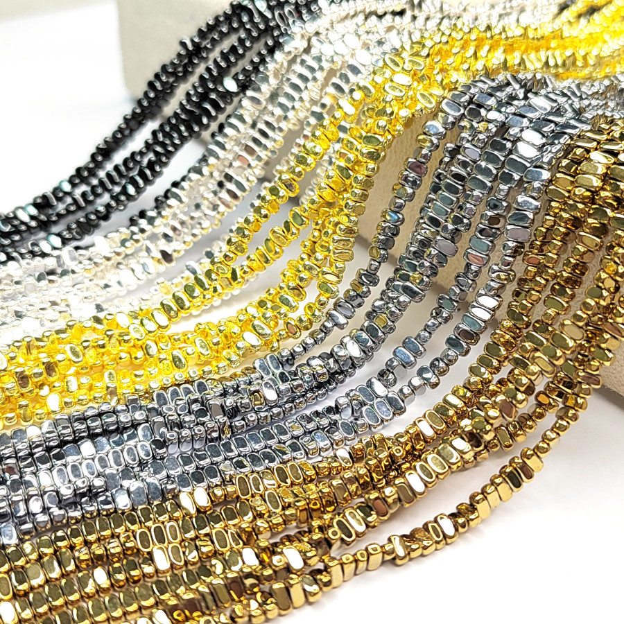 Гематит 4х2 мм прямоугольный, НИТЬ 40 см