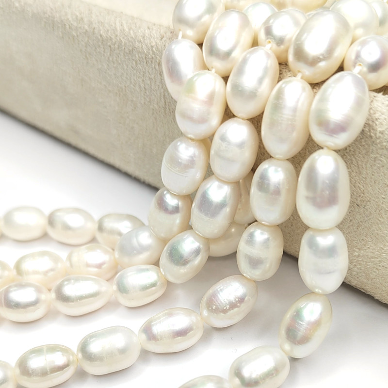 Жемчуг натуральный 11х8 мм, НИТЬ 37 см