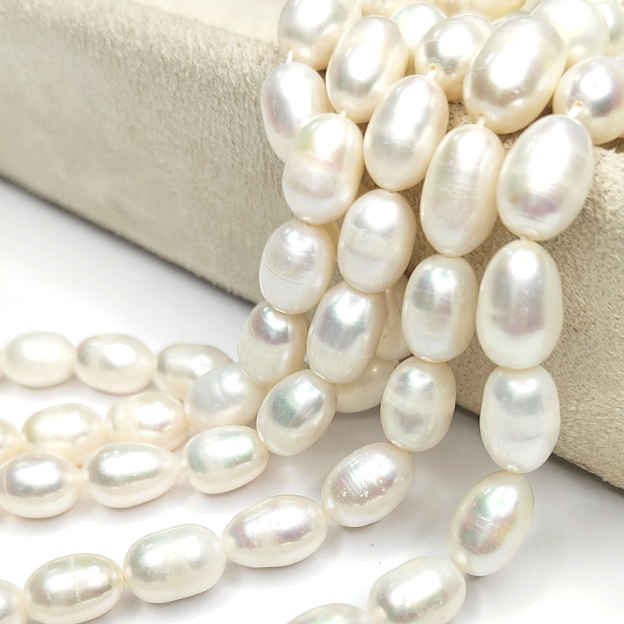 Жемчуг натуральный 11х8 мм, НИТЬ 37 см