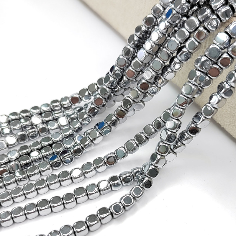 3,7 мм кубик Гематит натуральный, НИТЬ 39 - 40 см