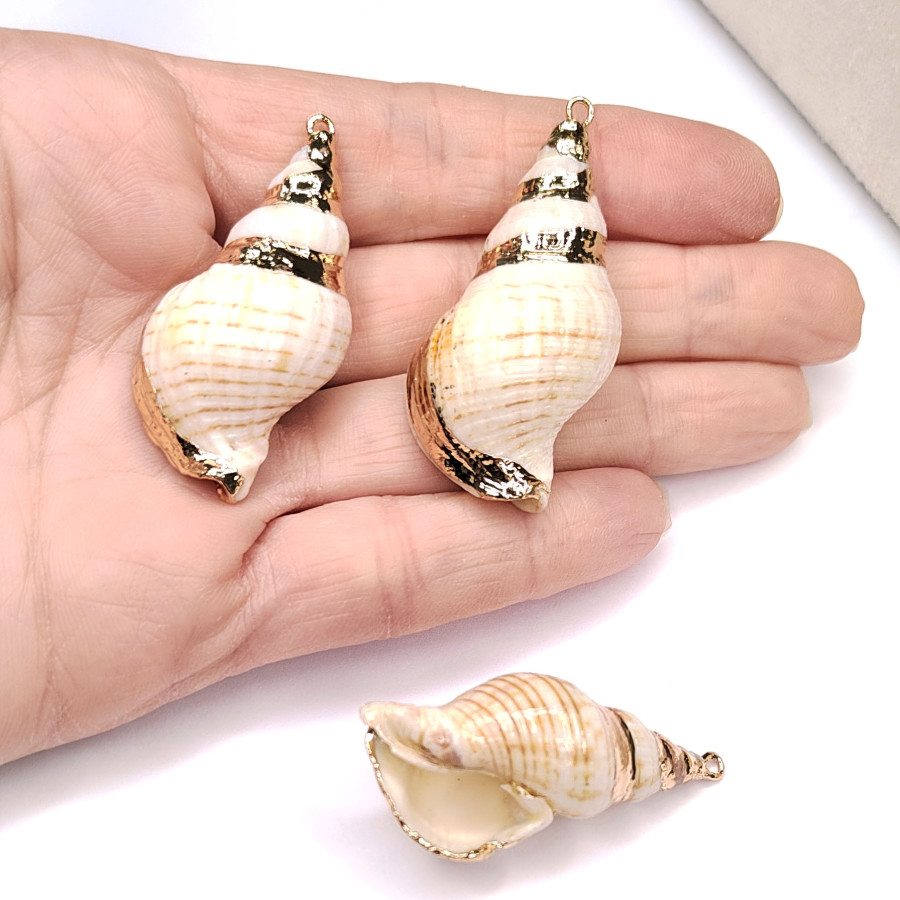 Крупная подвеска Ракушка 43х20 мм, покрытие Позолота, штука