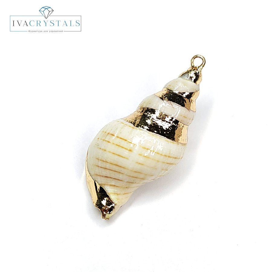 Крупная подвеска Ракушка 43х20 мм, покрытие Позолота, штука