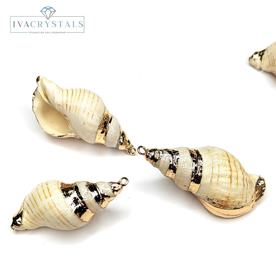 Крупная подвеска Ракушка 43х20 мм, покрытие Позолота, штука