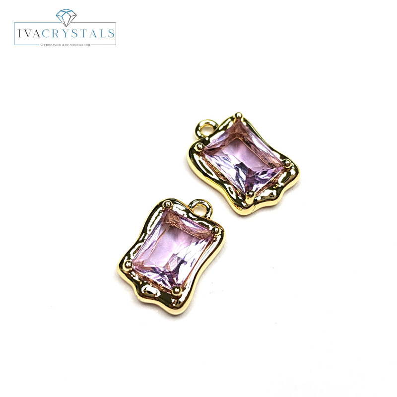 Подвеска с ювелирным стеклом 13х9 мм, цвет Сиреневый, ШТУКА