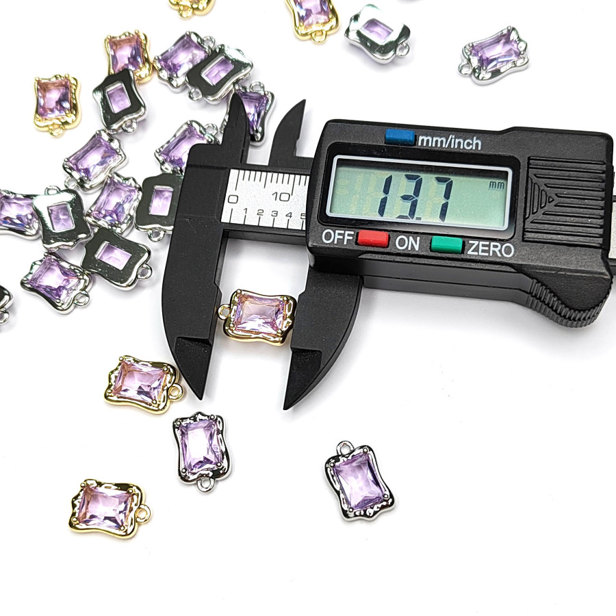 Подвеска с ювелирным стеклом 13х9 мм, цвет Сиреневый, ШТУКА