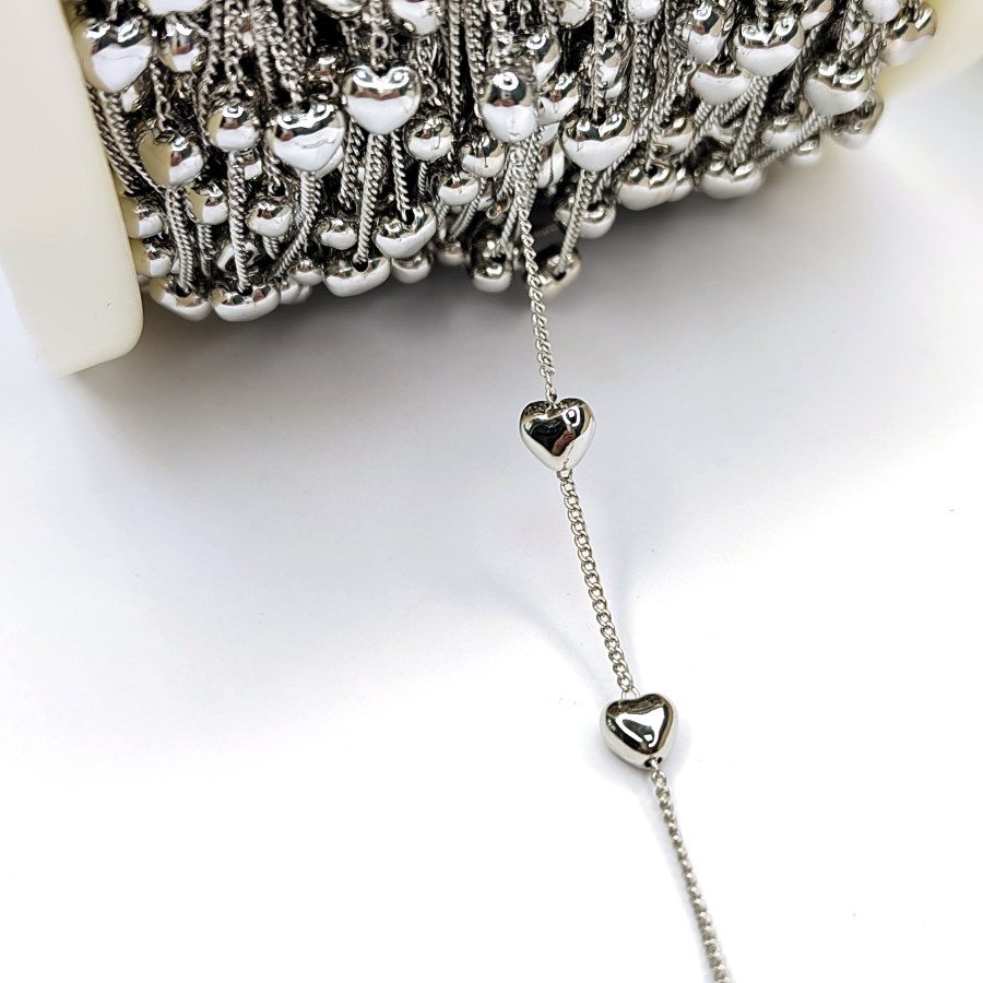 Цепь тонкая 1,5 мм со вставками из Сердечек, 20 см