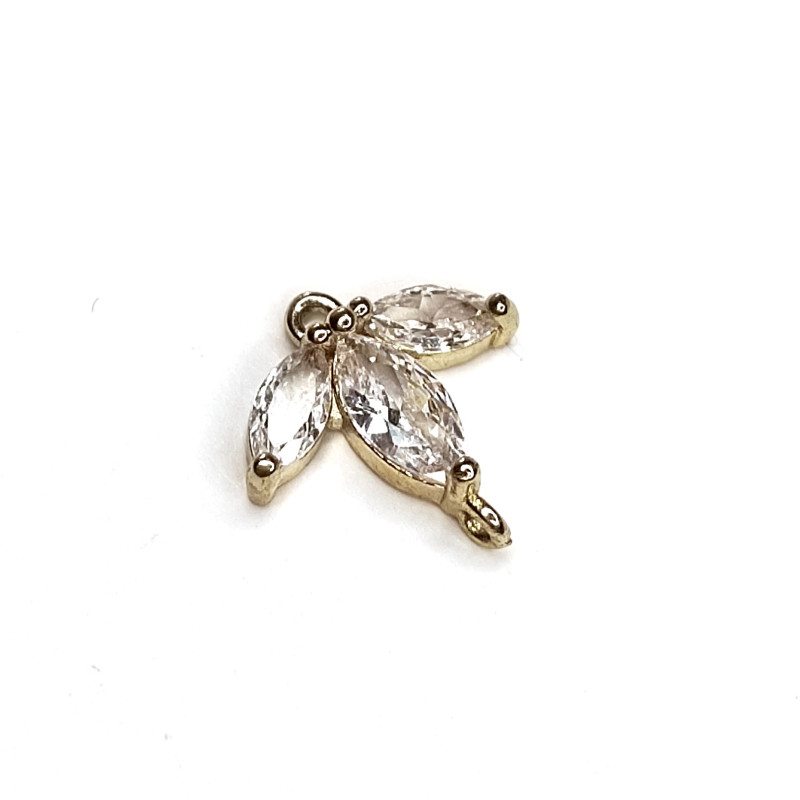 Коннектор с фианитами Трилистник 14 мм, ШТУКА