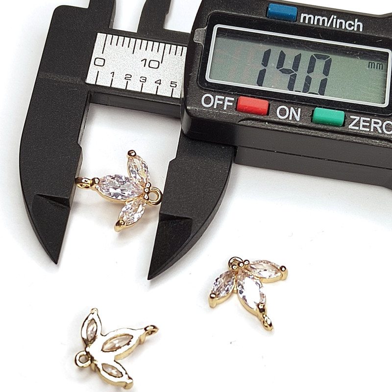 Коннектор с фианитами Трилистник 14 мм, ШТУКА