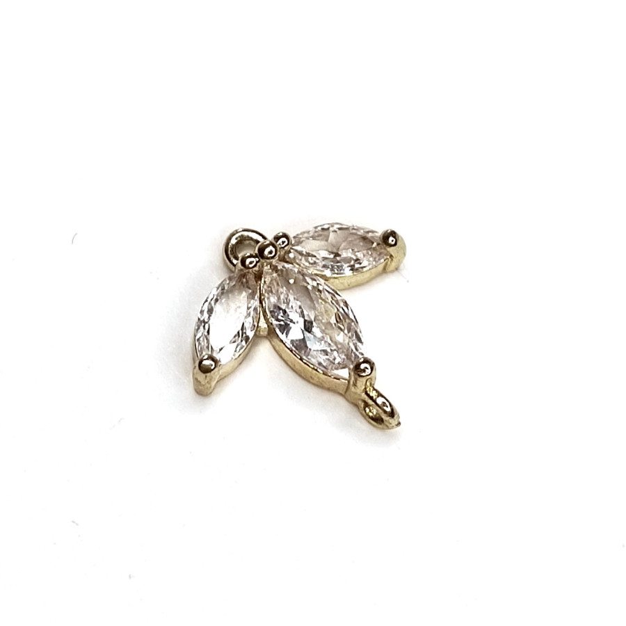 Коннектор с фианитами Трилистник 14 мм, ШТУКА