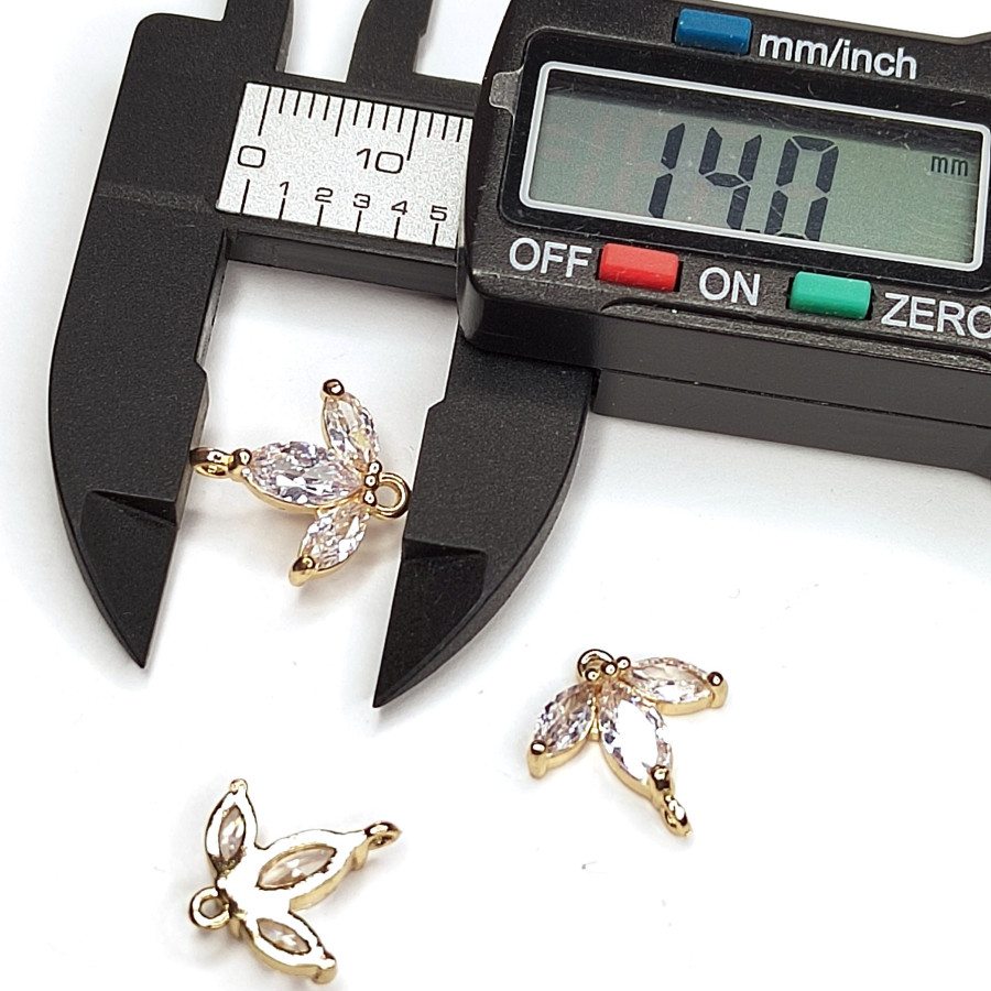 Коннектор с фианитами Трилистник 14 мм, ШТУКА