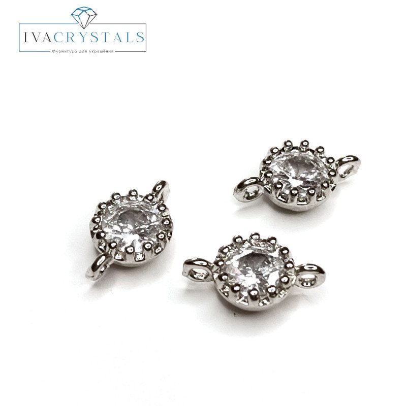 Коннектор с фианитом 11х6 мм, ШТУКА