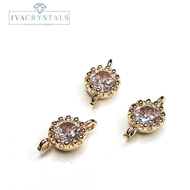 Коннектор с фианитом 11х6 мм, ШТУКА