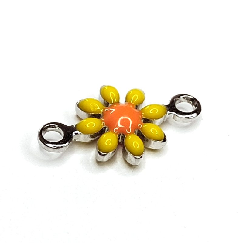 Коннектор Цветок 7х13 мм с желтой эмалью, ШТУКА