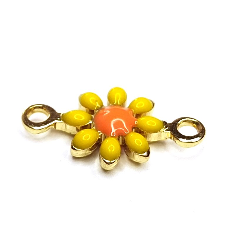 Коннектор Цветок 7х13 мм с желтой эмалью, ШТУКА
