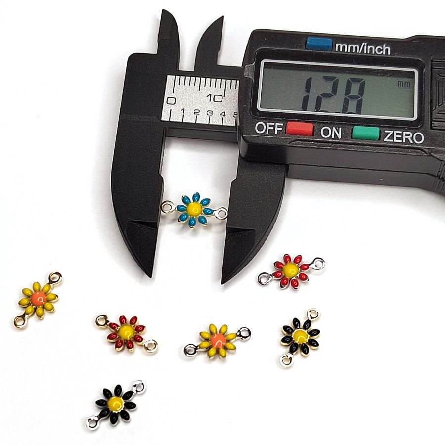 Коннектор Цветок 7х13 мм с желтой эмалью, ШТУКА