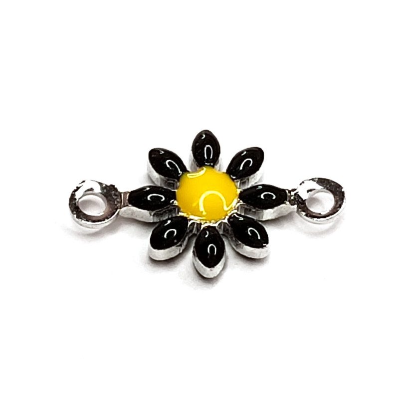 Коннектор Цветок 7х13 мм с чёрной эмалью, ШТУКА