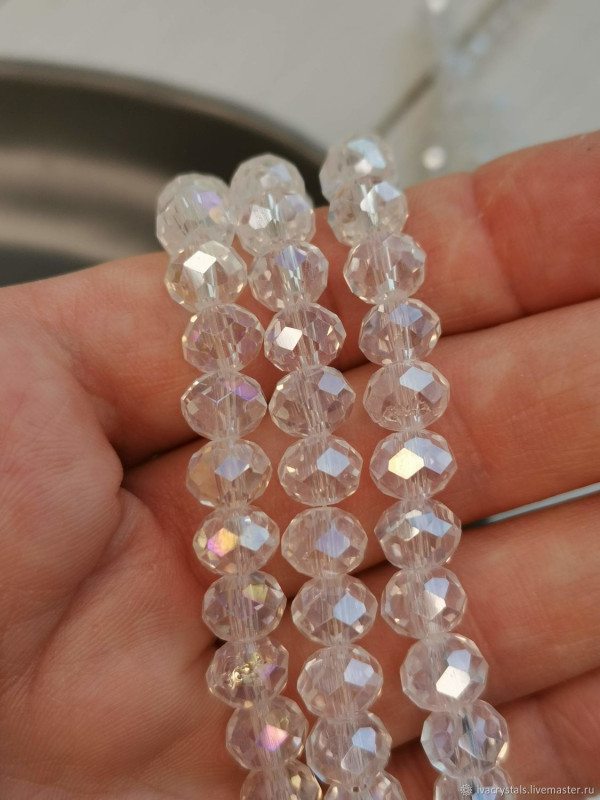 Рондели прозрачные с сиянием АВ, нить