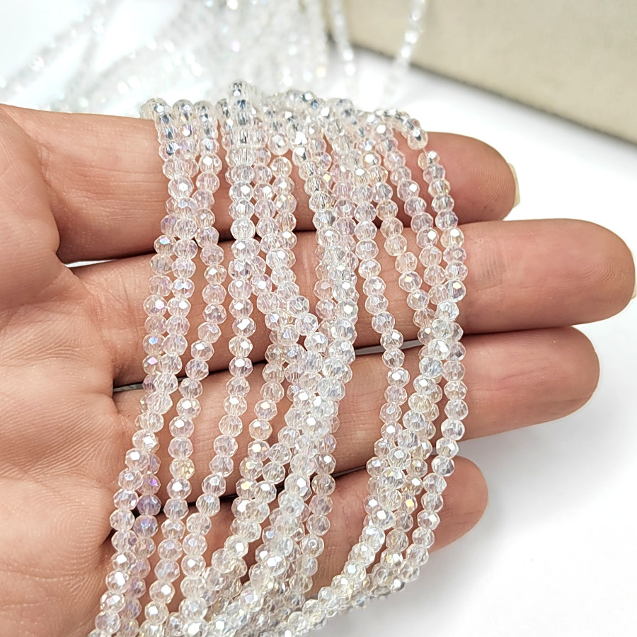 Рондели прозрачные с сиянием АВ, нить