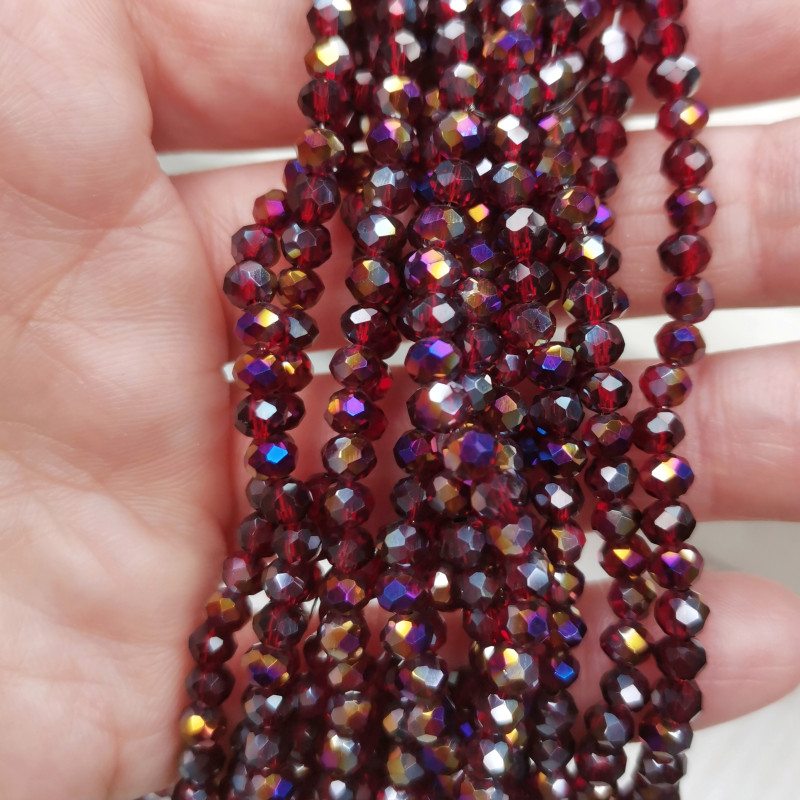 Рондели стекло Бордовые 6Х5 мм, нить