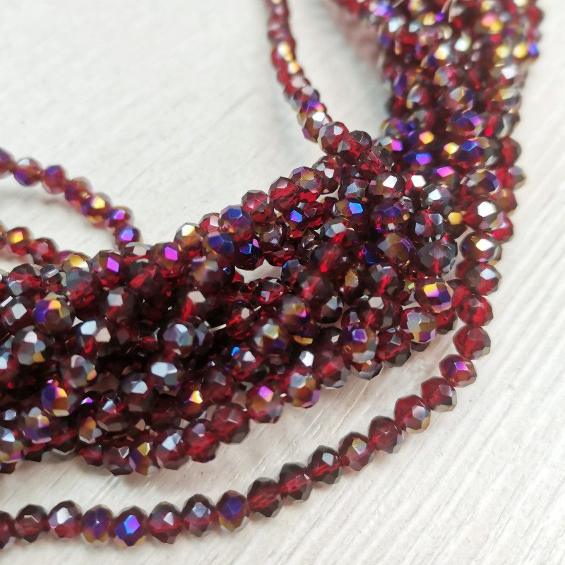 Рондели стекло Бордовые 6Х5 мм, нить