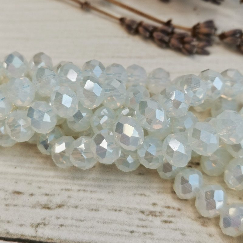 Рондели стеклянные Лунный камень с сиянием АВ, нить