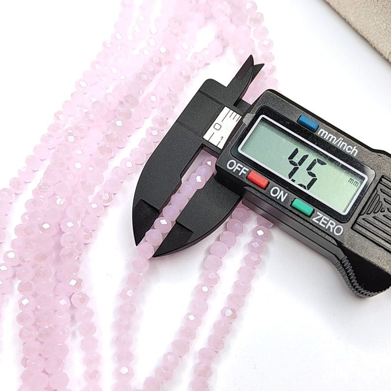 Рондели стеклянные розовые АВ, розовые матовые с сиянием, нить