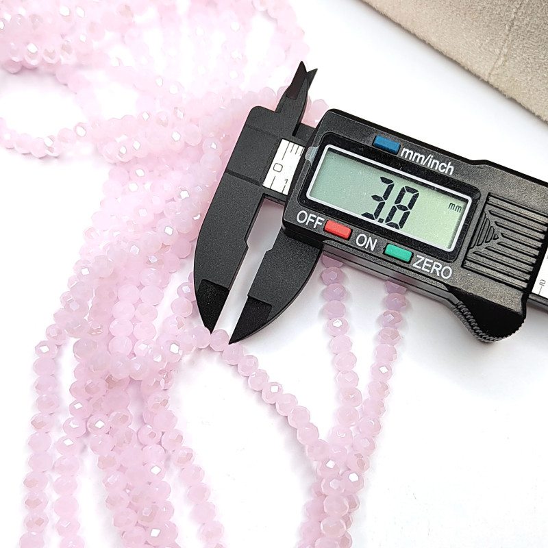 Рондели стеклянные розовые АВ, розовые матовые с сиянием, нить