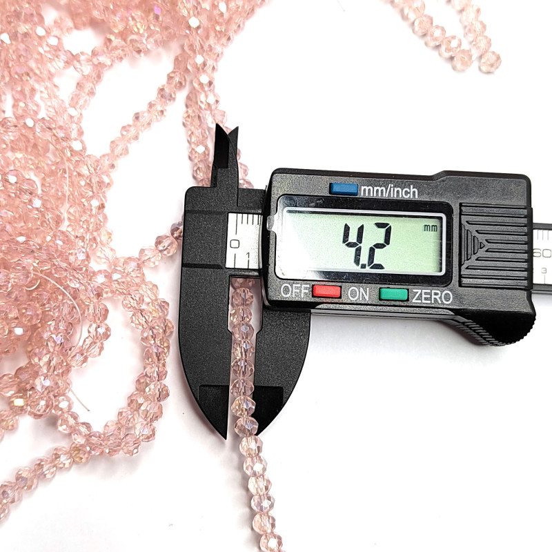 Стеклянные бусины 4х3,7 мм, цвет розовый, НИТЬ 42 см