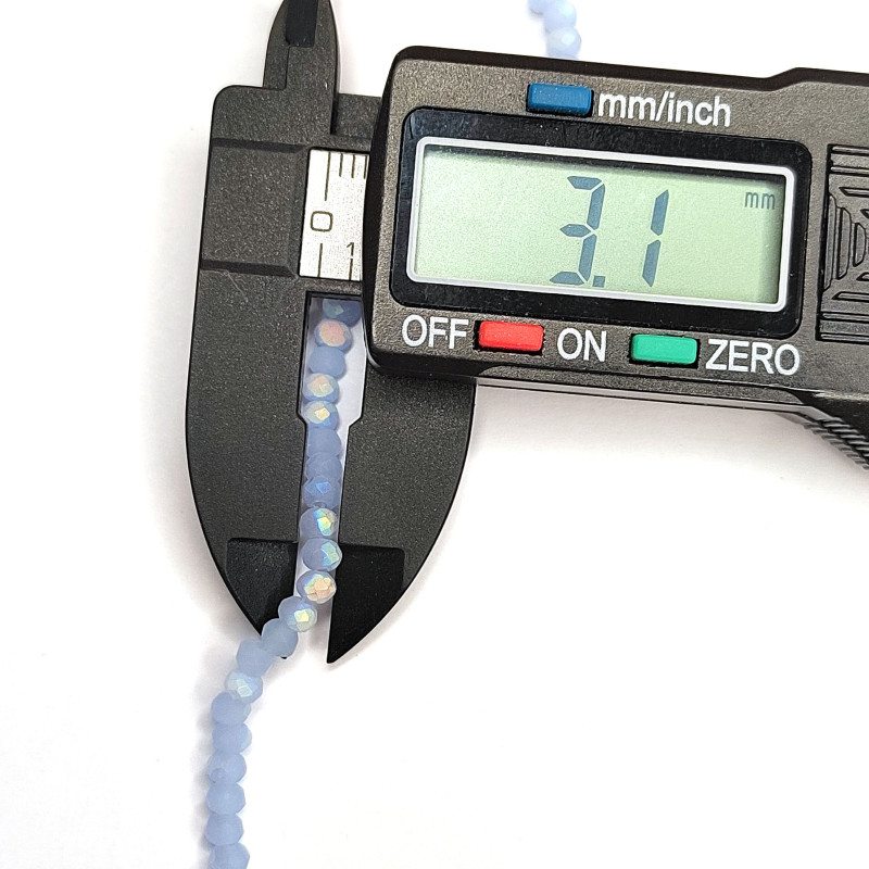 Рондели голубые 3х2,5 мм, бусины стеклянные, НИТЬ 34 см