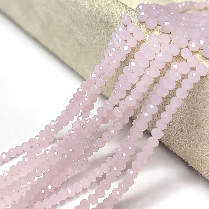 Рондели розовые 3х2,5 мм, бусины стеклянные, НИТЬ 39 см