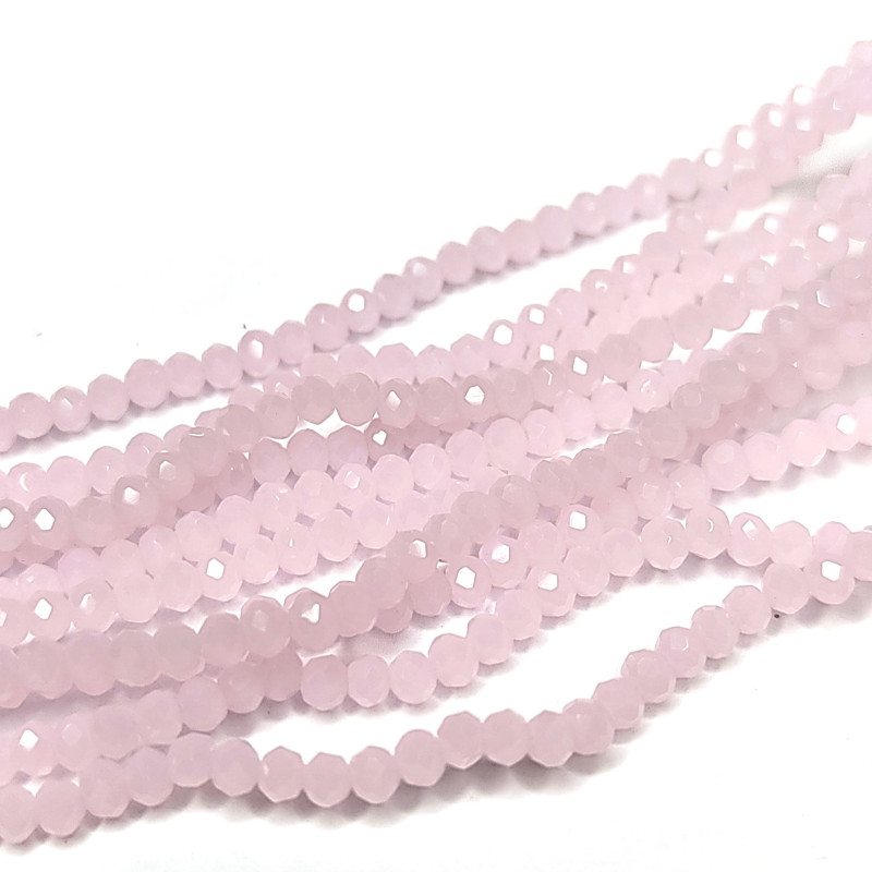Рондели розовые 3х2,5 мм, бусины стеклянные, НИТЬ 39 см