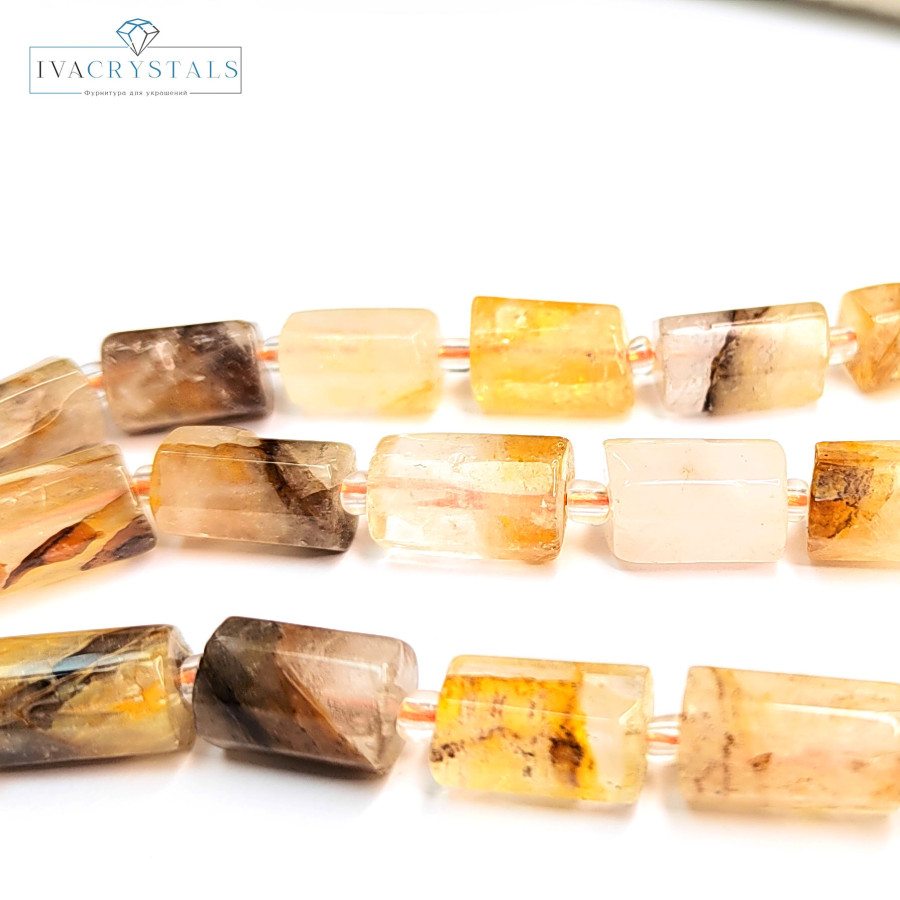 Цитрин натуральный 12х8 мм Столбик, НИТЬ