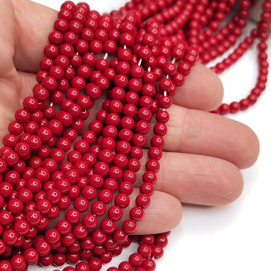 4,5 мм Коралл красный прессованный камень, НИТЬ 40 см