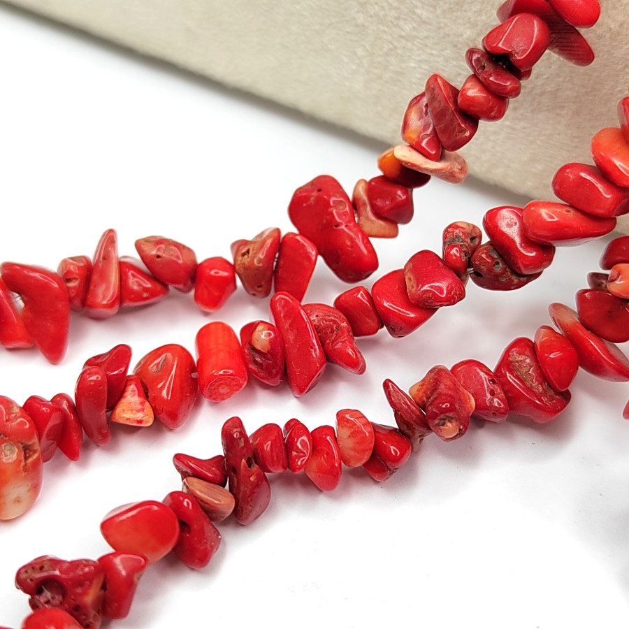 5-10 мм Коралл натуральный Крошка, нить 80 см