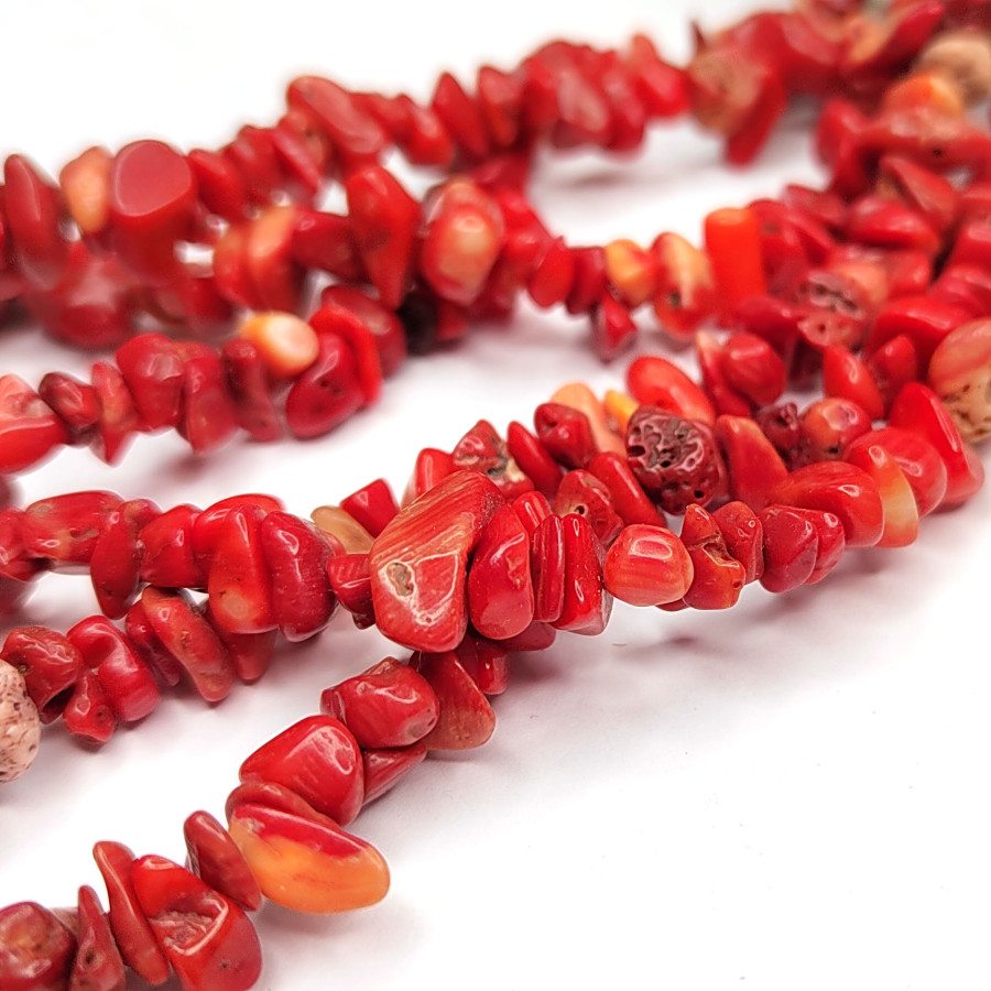 5-10 мм Коралл натуральный Крошка, нить 80 см