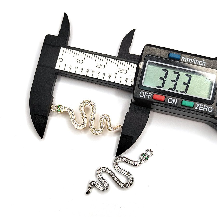 Подвеска Змейка 33х16 мм с фианитами, штука