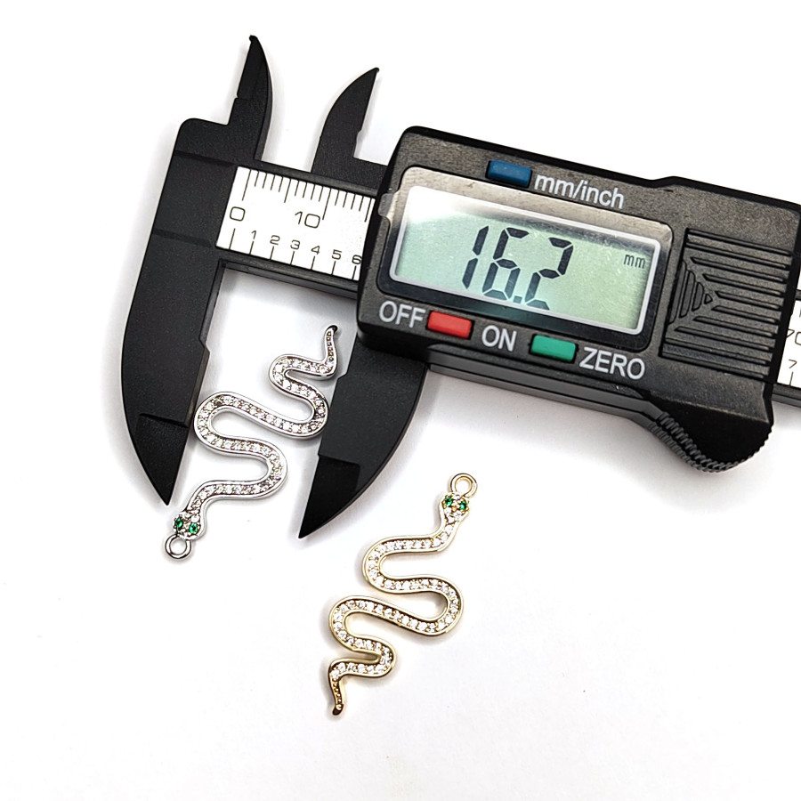 Подвеска Змейка 33х16 мм с фианитами, штука