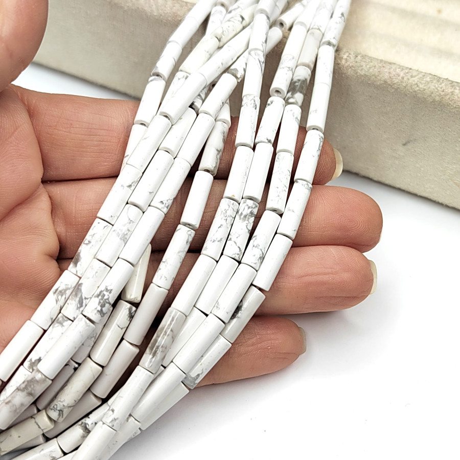 Кахалонг 13х4 мм бусины, Трубочки, НИТЬ 38 см