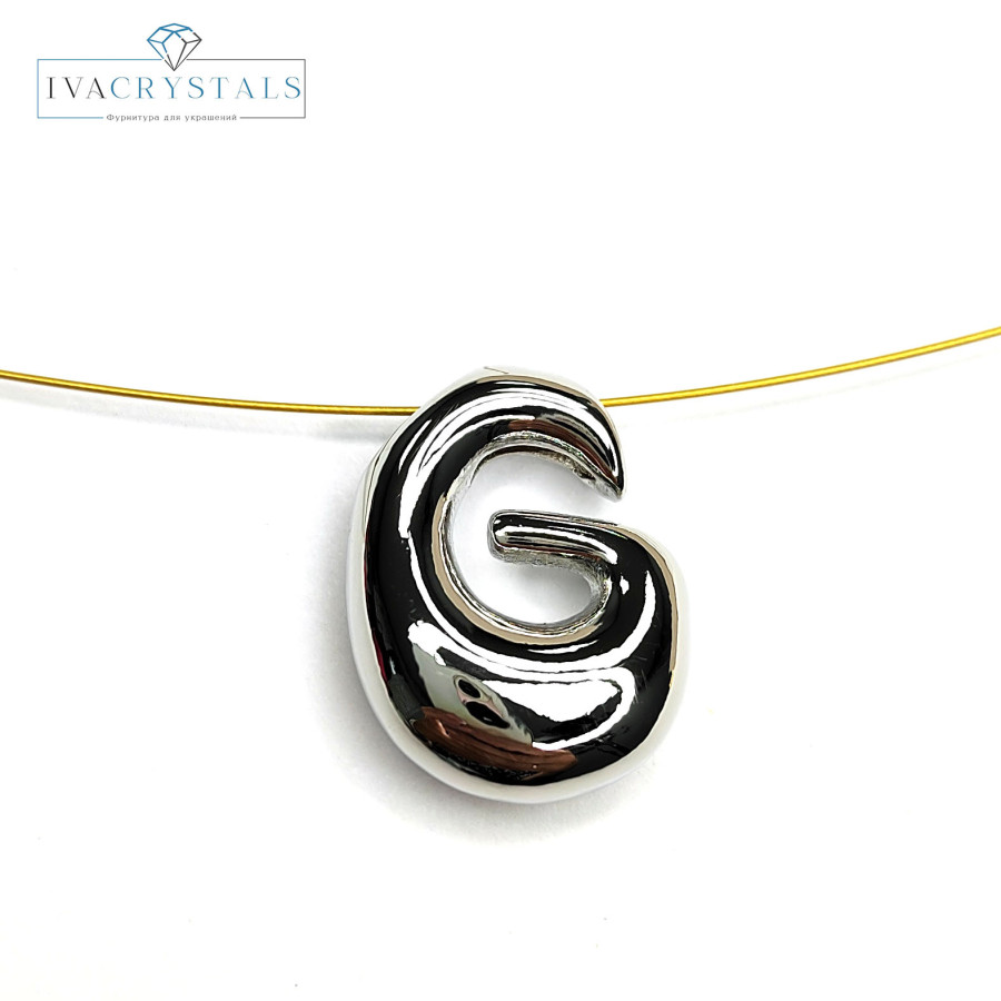 G Буква подвеска металлическая 21х16 мм, ШТУКА покрытие Родий