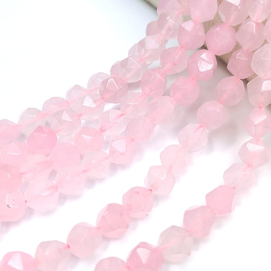 8 мм Розовый кварц, Огранка, НИТЬ