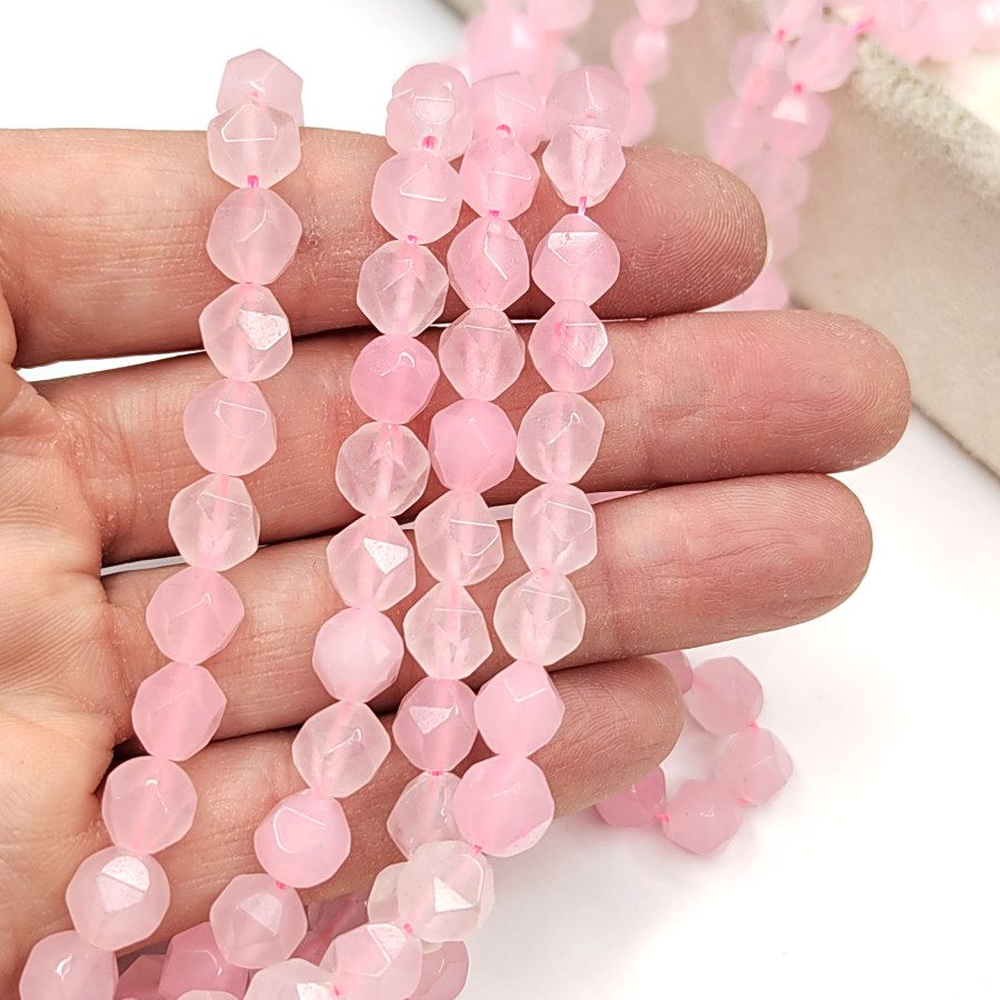 8 мм Розовый кварц, Огранка, НИТЬ