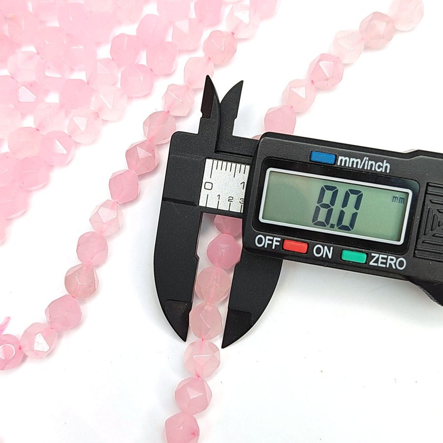 8 мм Розовый кварц, Огранка, НИТЬ