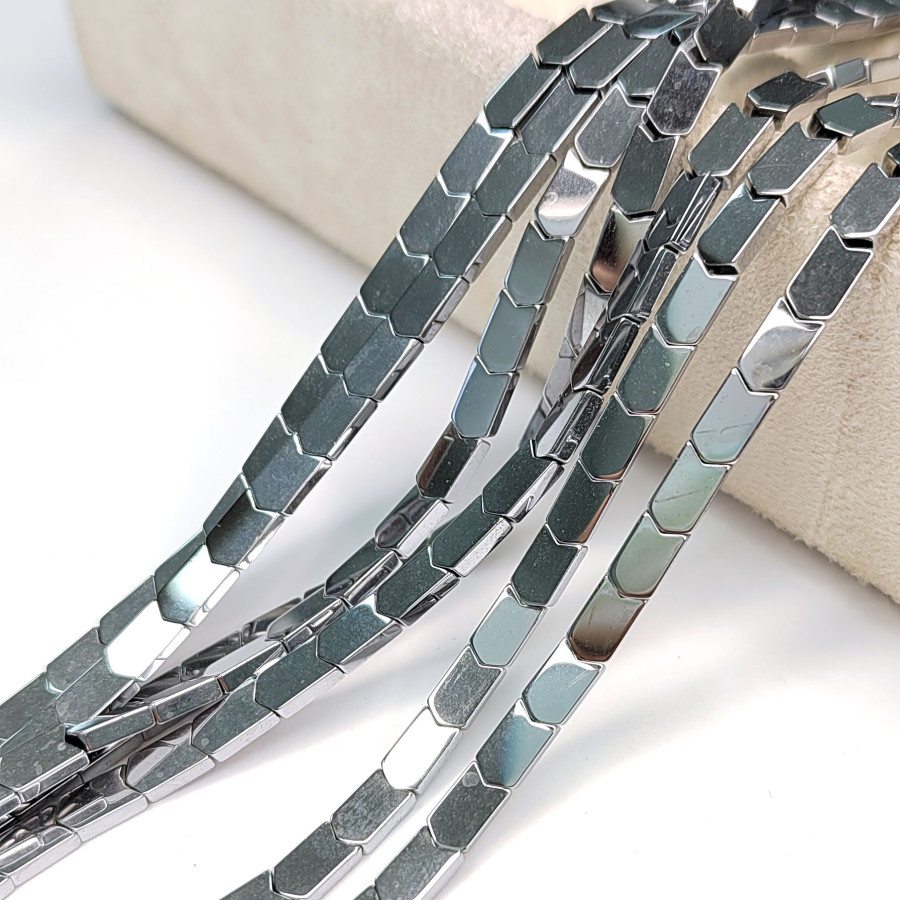 4х7 мм Гематит бусины, нить 40 см Родий