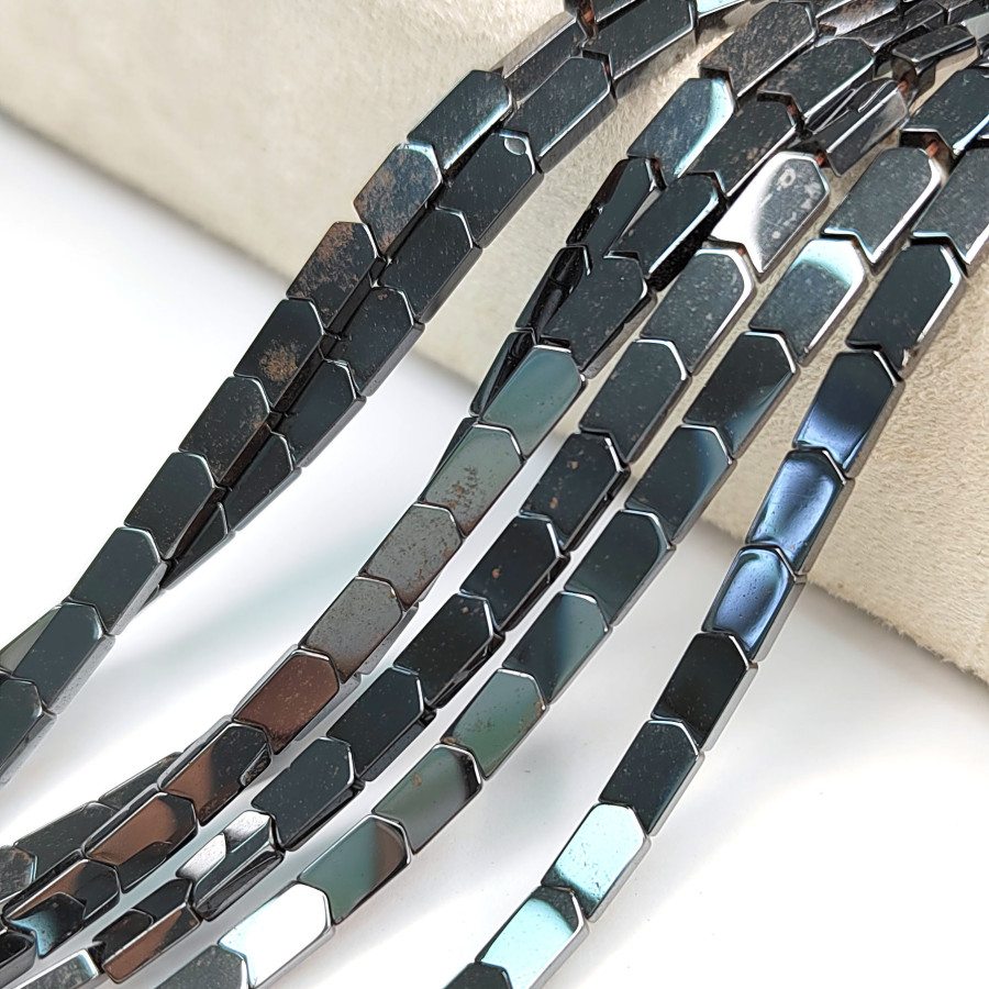 4х7 мм Гематит бусины, нить 40 см Чёрный