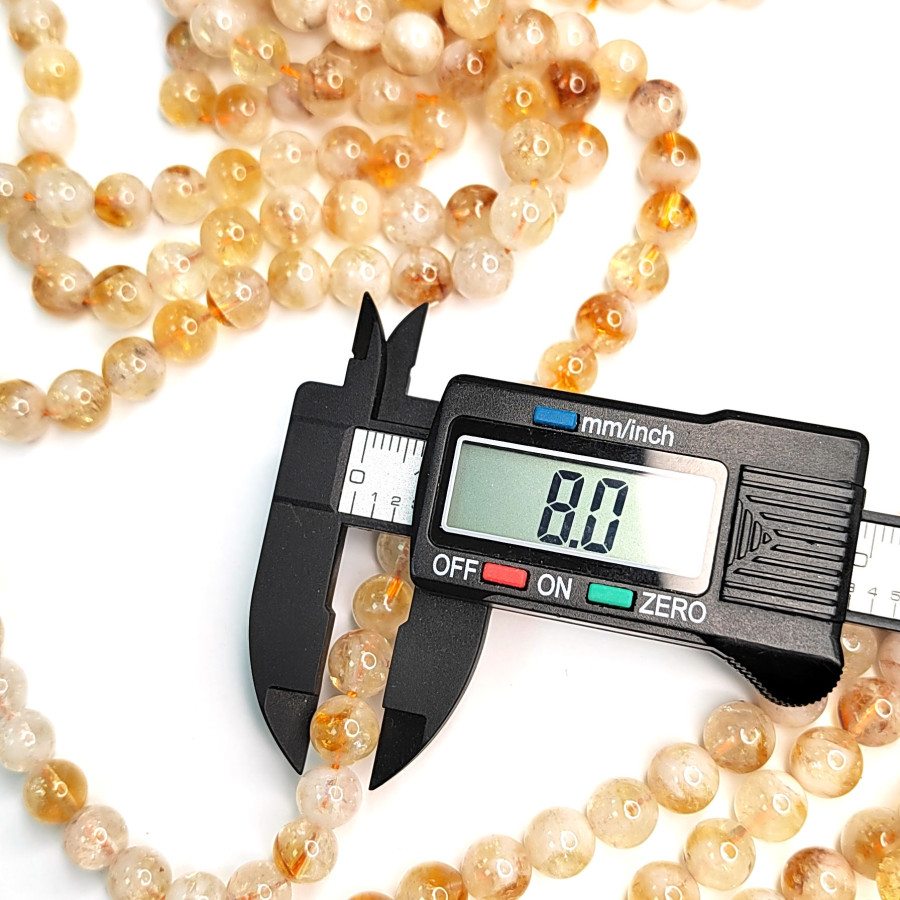 8,5 мм Цитрин натуральный, бусины гладкий шар, нить 39 см